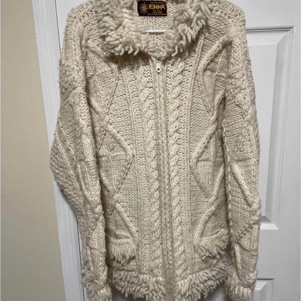 Women's Cream Wool Jacket - Picture 3 of 9